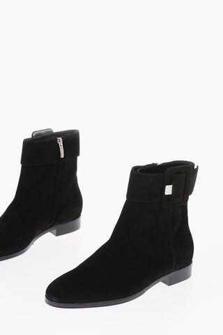 Suede leather Jodhpur boots with side zip