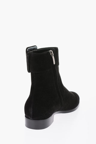 Suede leather Jodhpur boots with side zip