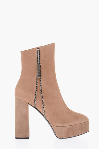 12.5cm suede leather Booties with side zip