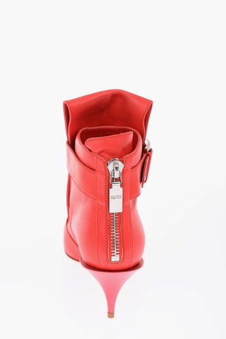 7cm leather Point Toe Booties with zip closure