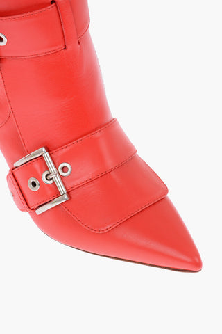7cm leather Point Toe Booties with zip closure