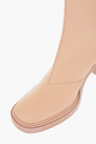 10cm leather Chunky Heel Booties with side zip
