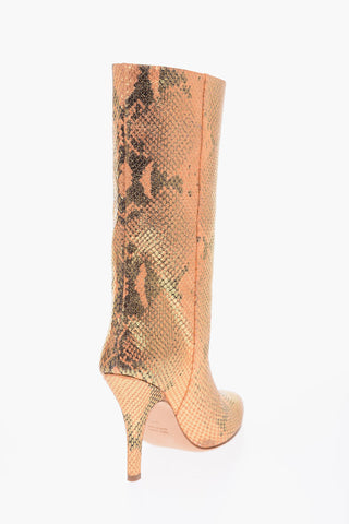 10cm leather snake print Stiletto Heel Boots