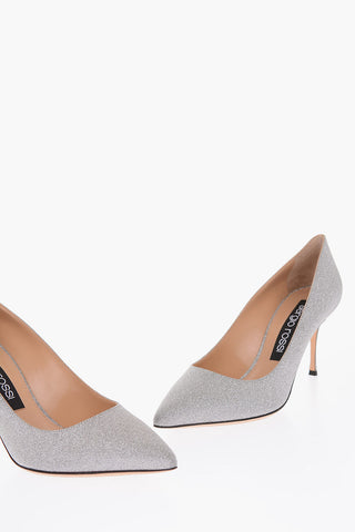 8cm leather pumps with glitter