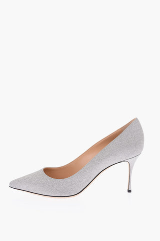 8cm leather pumps with glitter