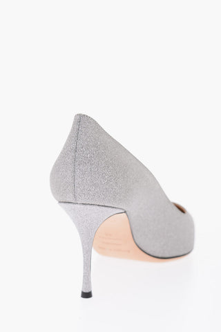 8cm leather pumps with glitter