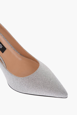 8cm leather pumps with glitter
