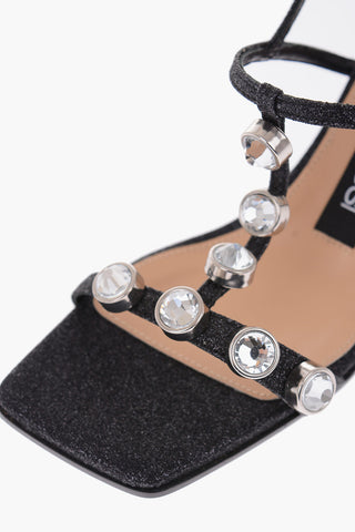 6.5cm glitter T-strap sandals