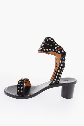 7cm leather JALEO Ankle-strap sandals with studs