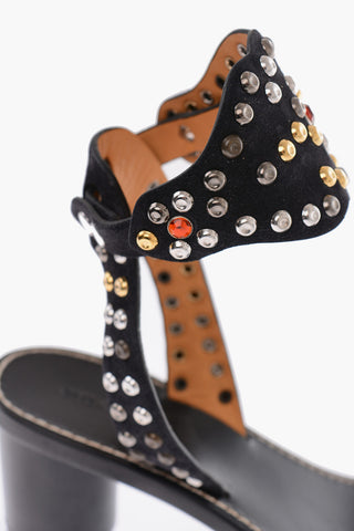 7cm leather JALEO Ankle-strap sandals with studs