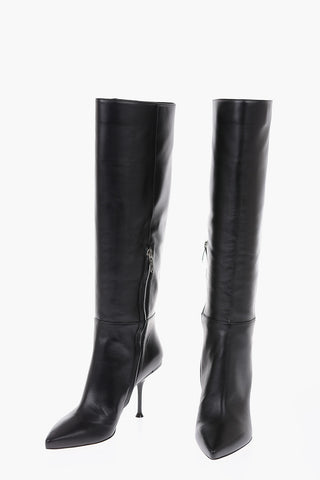 9cm leather Knee boots with side boots