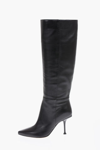 9cm leather Knee boots with side boots
