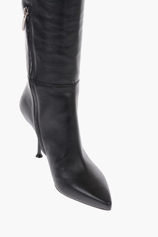 9cm leather Knee boots with side boots
