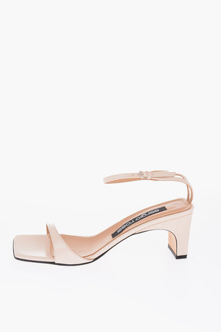 7cm leather ankle strap sandals
