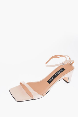 7cm leather ankle strap sandals