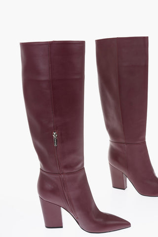 9.5cm leather Knee boots with side boots