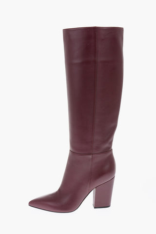 9.5cm leather Knee boots with side boots