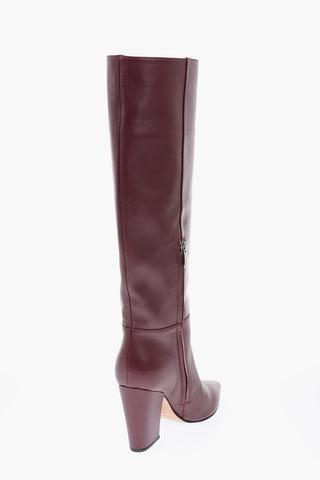 9.5cm leather Knee boots with side boots