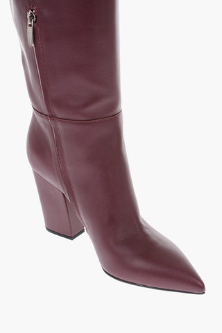 9.5cm leather Knee boots with side boots