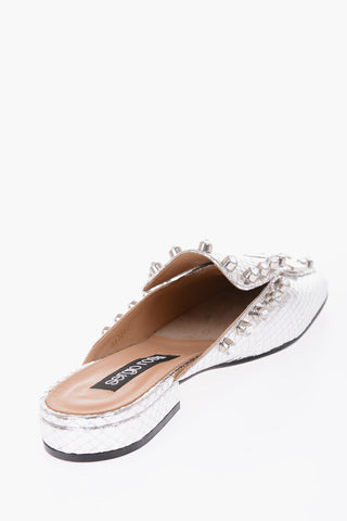 snake print leather Mules with jewel details
