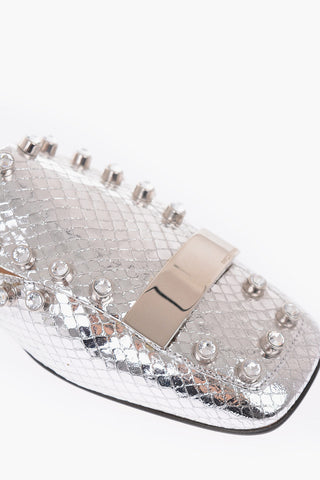snake print leather Mules with jewel details