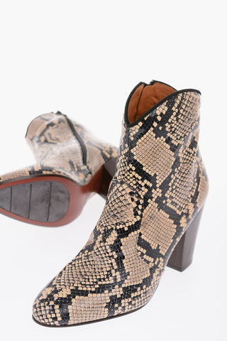 9.5cm snake print leather ELVIA Booties
