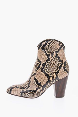 9.5cm snake print leather ELVIA Booties