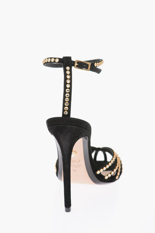 Sandali ankle-strap IANNA in pellescamosciata con gioielli 12cm