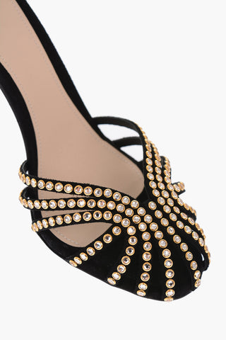 Sandali ankle-strap IANNA in pellescamosciata con gioielli 12cm