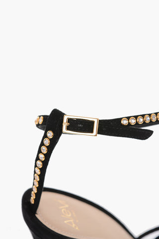 Sandali ankle-strap IANNA in pellescamosciata con gioielli 12cm
