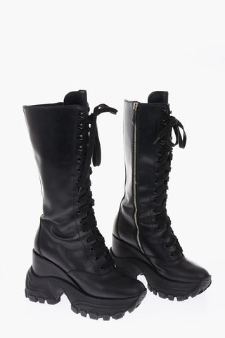 6cm leather Combat boots with track sole