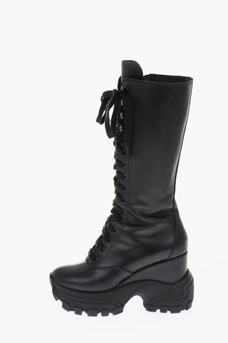 6cm leather Combat boots with track sole