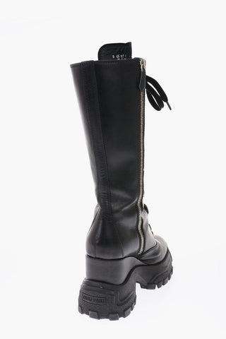 6cm leather Combat boots with track sole