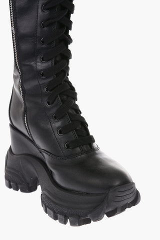 6cm leather Combat boots with track sole