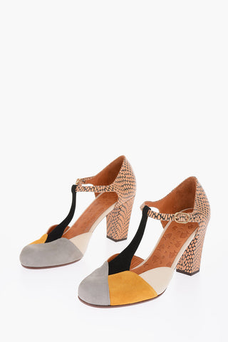 9.5cm leather URIT T-Strap pumps