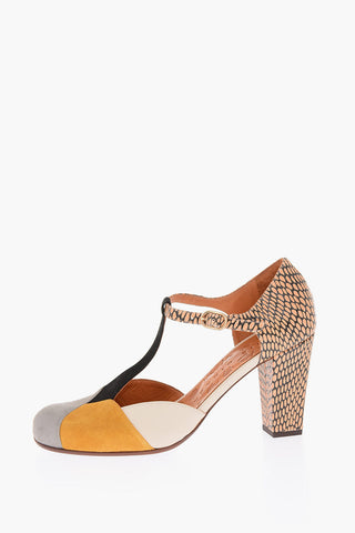 9.5cm leather URIT T-Strap pumps