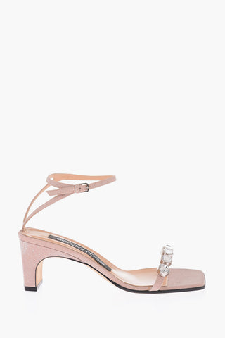 Sandali ankle-strap con dettaglio gioiello 6.5cm