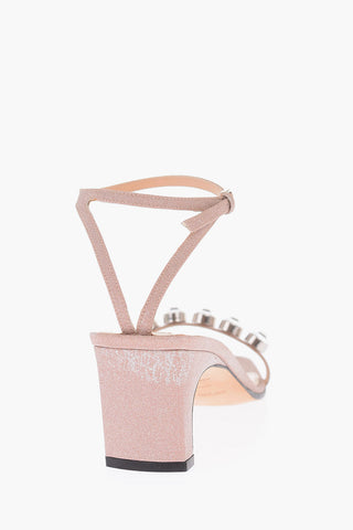 6.5cm Ankle-strap sandals with jewel detail
