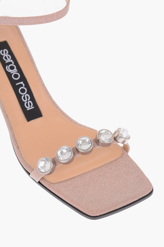 Sandali ankle-strap con dettaglio gioiello 6.5cm