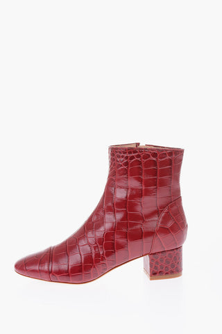 leather crocodile print Booties with side zip