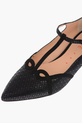 leather Point Toe T-Strap pumps