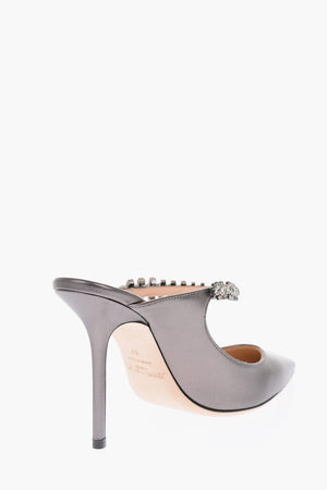 10cm Leather BING 100 Mules with Front Jewel Strap