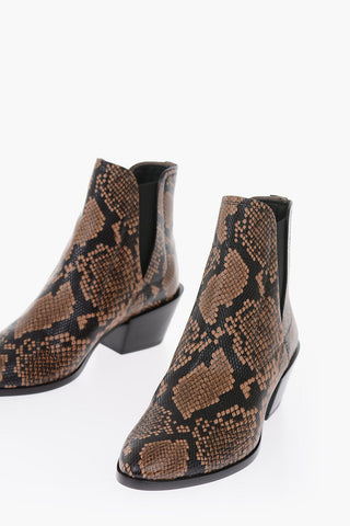 6cm leather snake print Chelsea boots
