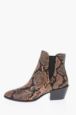 6cm leather snake print Chelsea boots