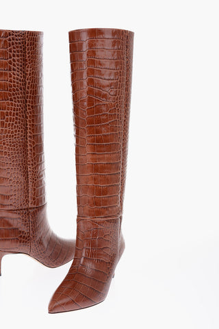 6cm leather crocodile print Knee boots