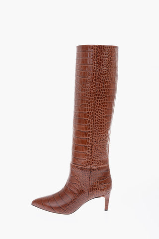 6cm leather crocodile print Knee boots