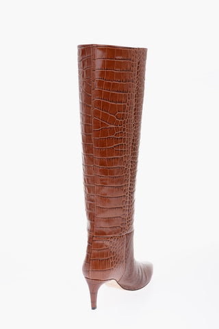 6cm leather crocodile print Knee boots