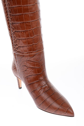 6cm leather crocodile print Knee boots