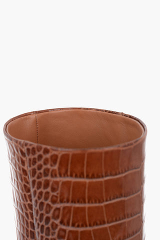 6cm leather crocodile print Knee boots