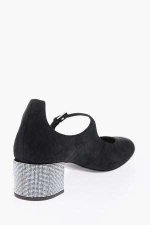 5cm suede leather KANDA Mary Jane pumps with glitter detail